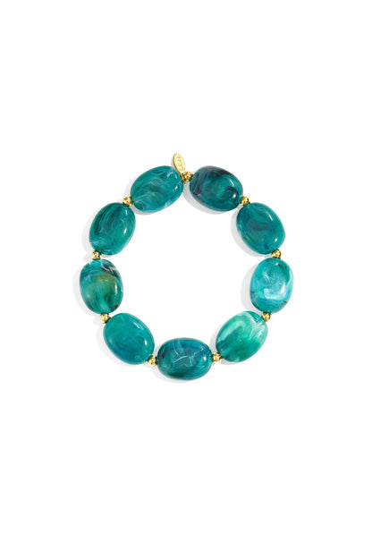 Paars Beaded Armband – Meerdere Kleuren RVS – gedragen op model | Tudor Gems