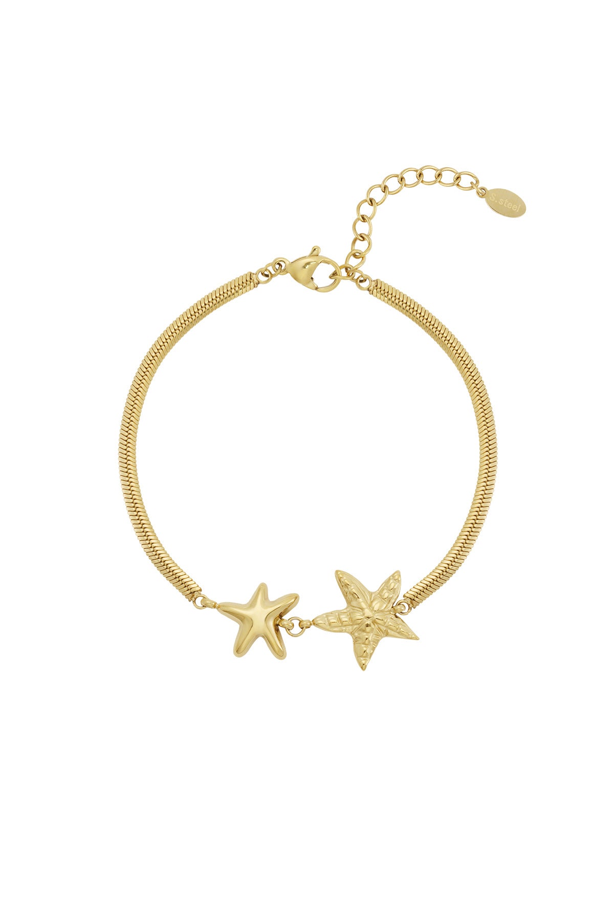 Zilver Double Star Armband RVS Zilver – productfoto | Tudor Gems