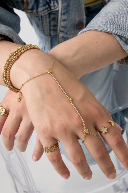 Aria Ster Handchain van roestvrij staal in goud en zilver | Tudor Gems