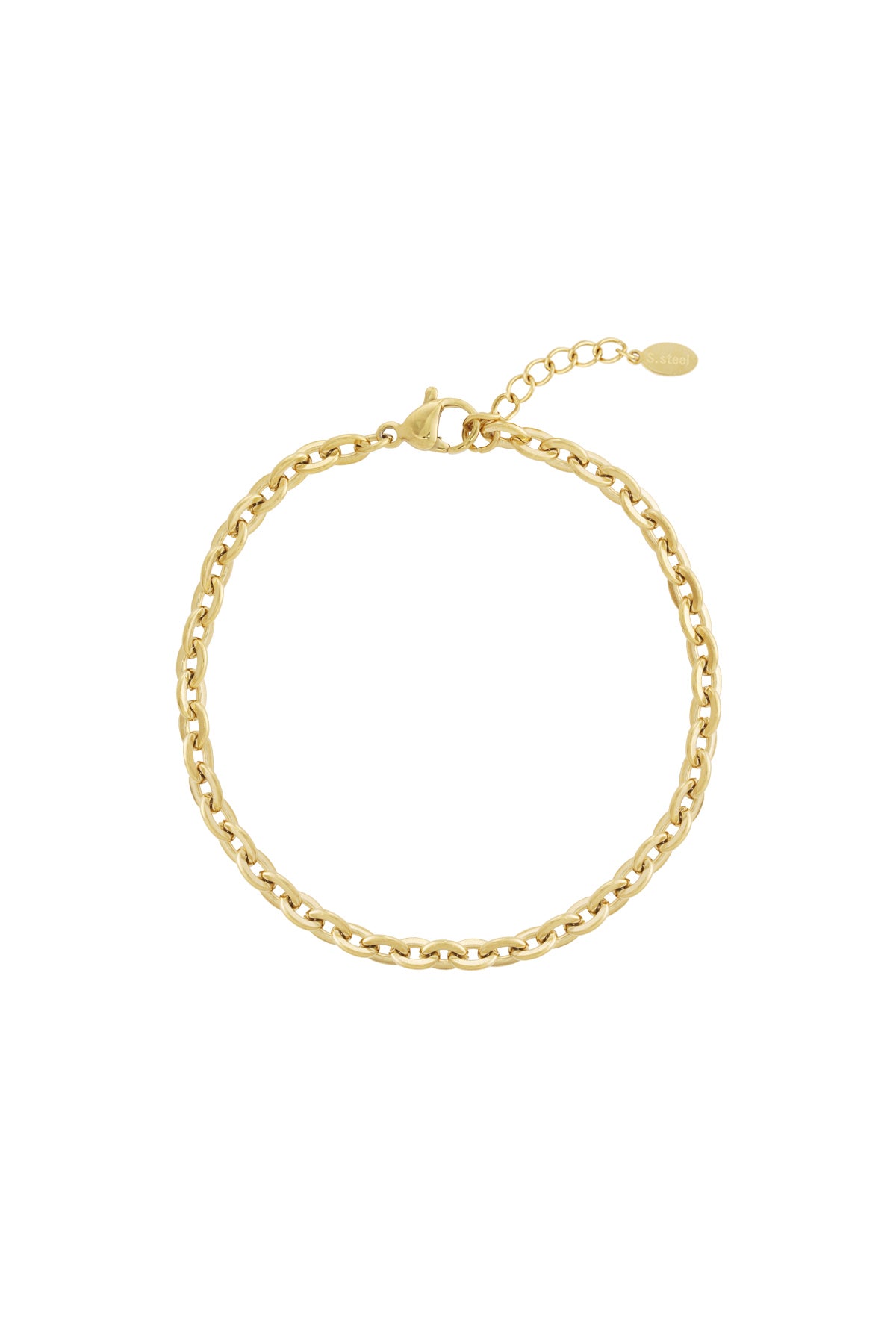 Gouden basis bedelarmband RVS met gladde ronde schakels en karabijnsluiting — Tudor Gems