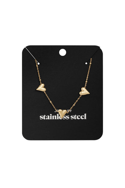 Elegant Stainless Steel Heart Necklace, Silver & Gold