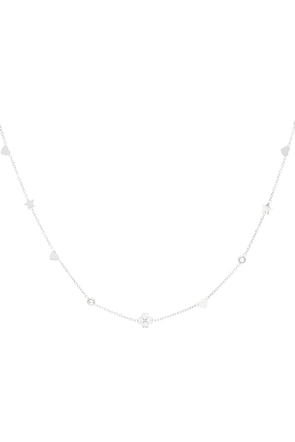 Elegant Rhinestone Clover Necklace in Silver & Gold