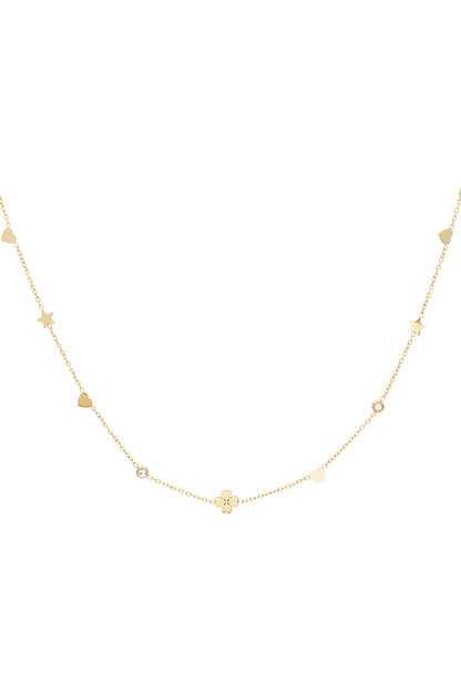 Elegant Rhinestone Clover Necklace in Silver & Gold