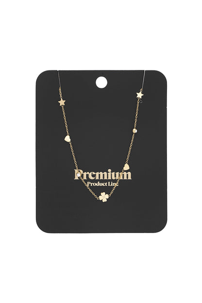 Elegant Rhinestone Clover Necklace in Silver & Gold