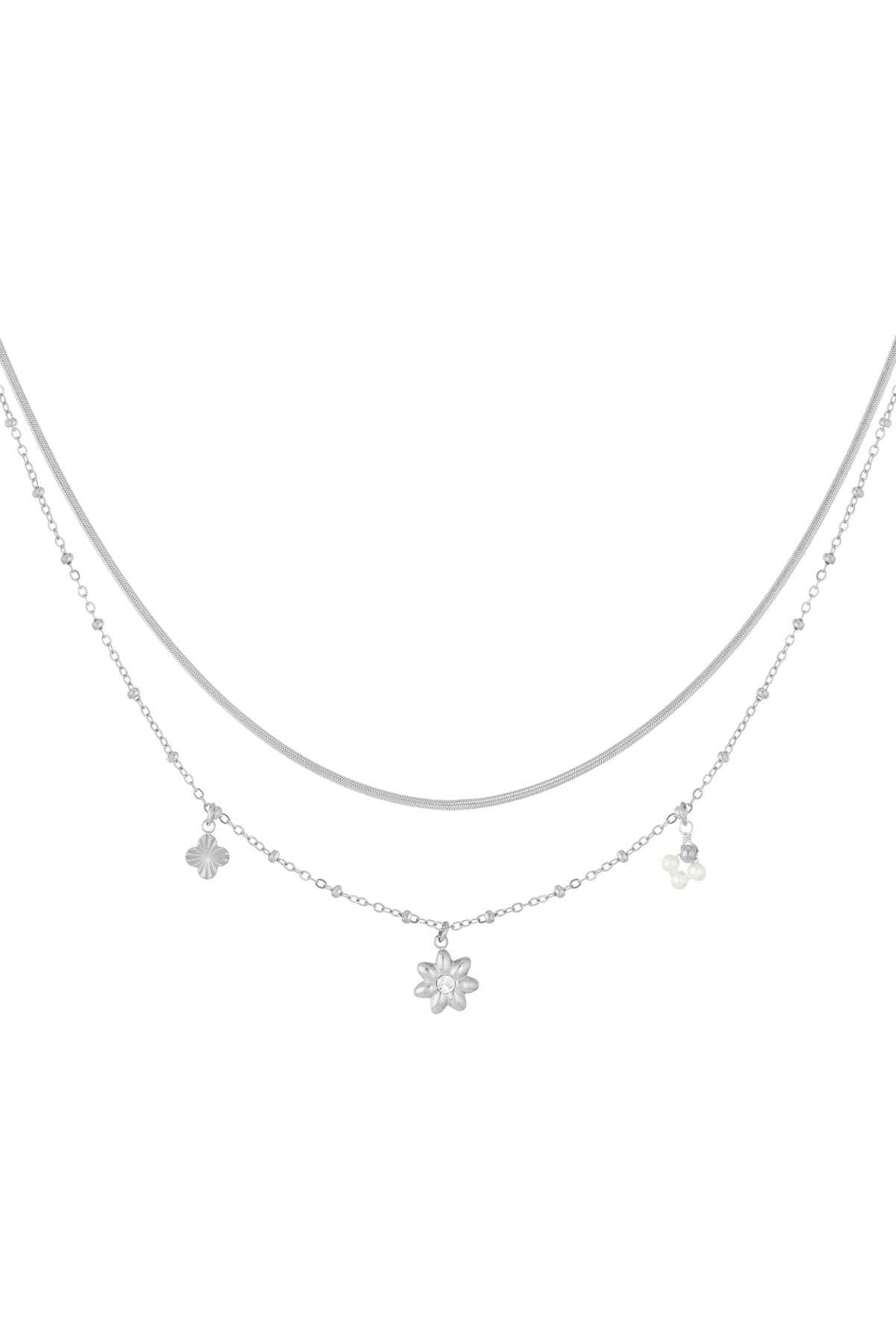 Goud & Zilver Celeste Bloom Layered Ketting RVS – Goud & Zilver – productfoto | Tudor Gems
