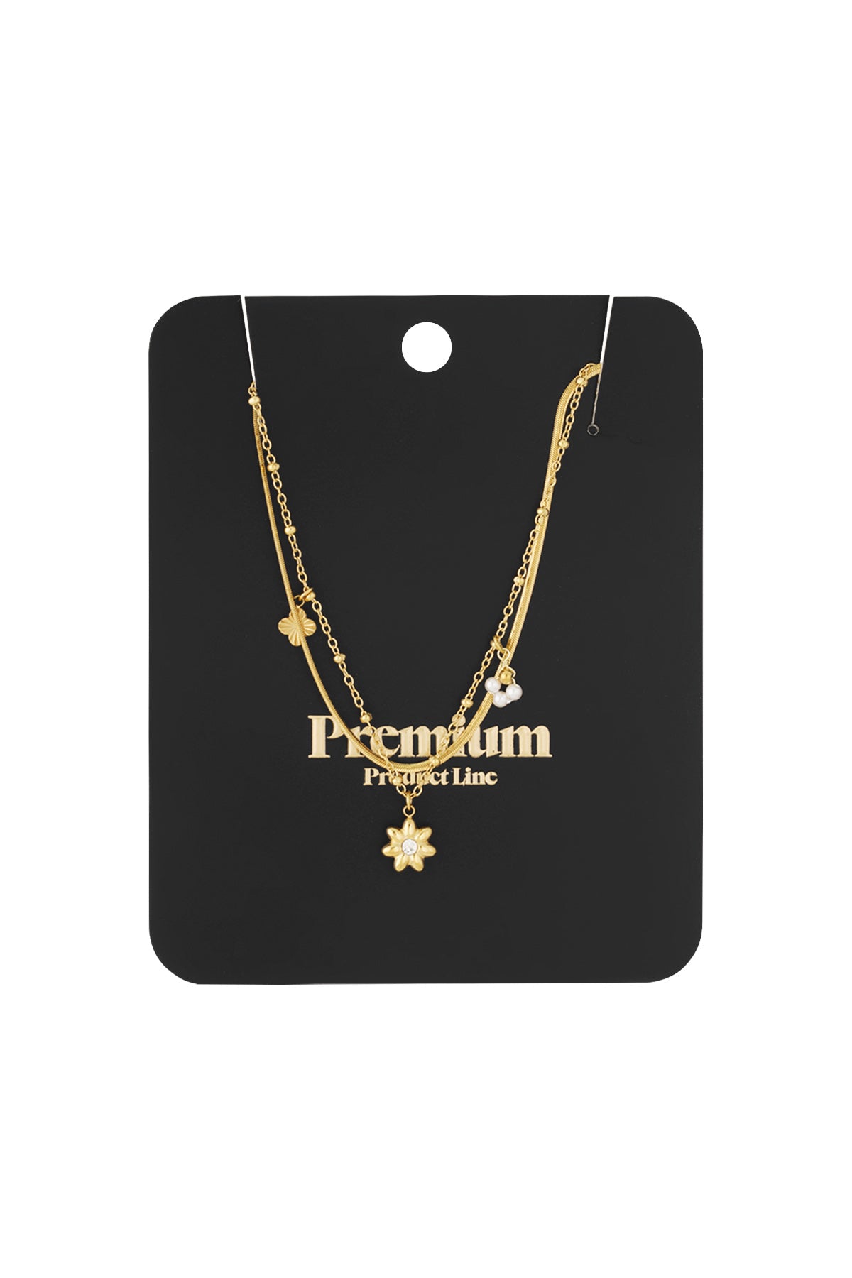Goud & Zilver Celeste Bloom Layered Ketting RVS – Goud & Zilver – gedragen op model | Tudor Gems