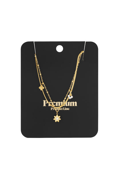 Goud & Zilver Celeste Bloom Layered Ketting RVS – Goud & Zilver – gedragen op model | Tudor Gems