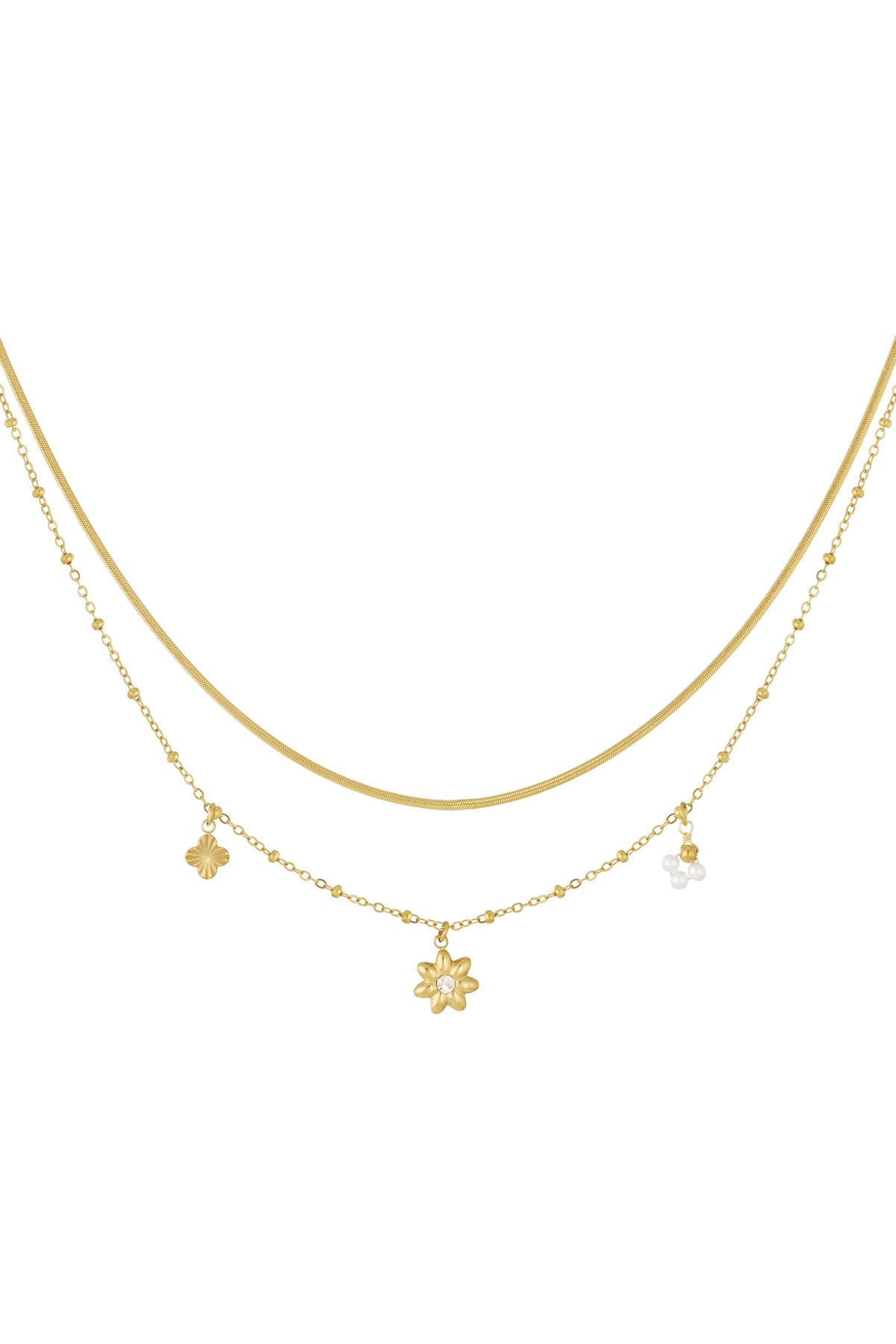 Goud & Zilver Celeste Bloom Layered Ketting RVS – Goud & Zilver – foto 7 | Tudor Gems