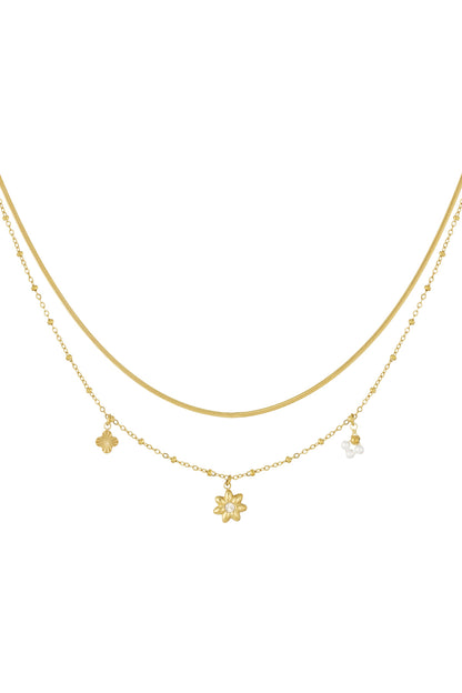 Goud & Zilver Celeste Bloom Layered Ketting RVS – Goud & Zilver – foto 7 | Tudor Gems