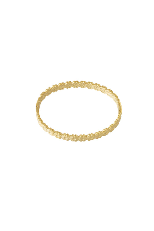 Goud Petal Texture Bangle Armband RVS Goud – productfoto | Tudor Gems
