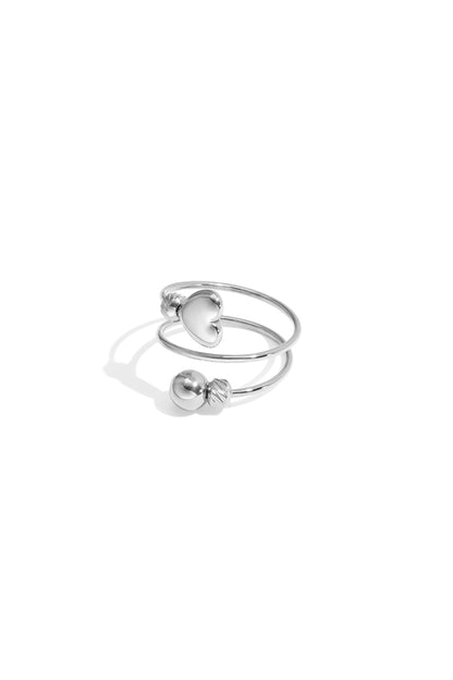 Goud & Zilver Hart Ring Goud & Zilver – Minimalistisch & Verstelbaar RVS – gedragen op model | Tudor Gems