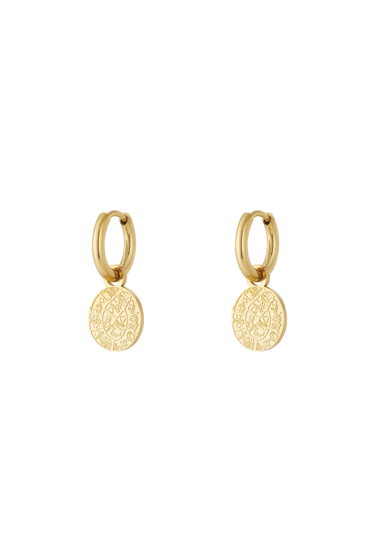 Goud Celeste Horoscope Oorbellen RVS – Goud – productfoto | Tudor Gems