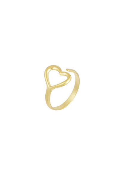Goud & Zilver Ring – Hart Ring RVS Goud & Zilver – gedragen op model | Tudor Gems
