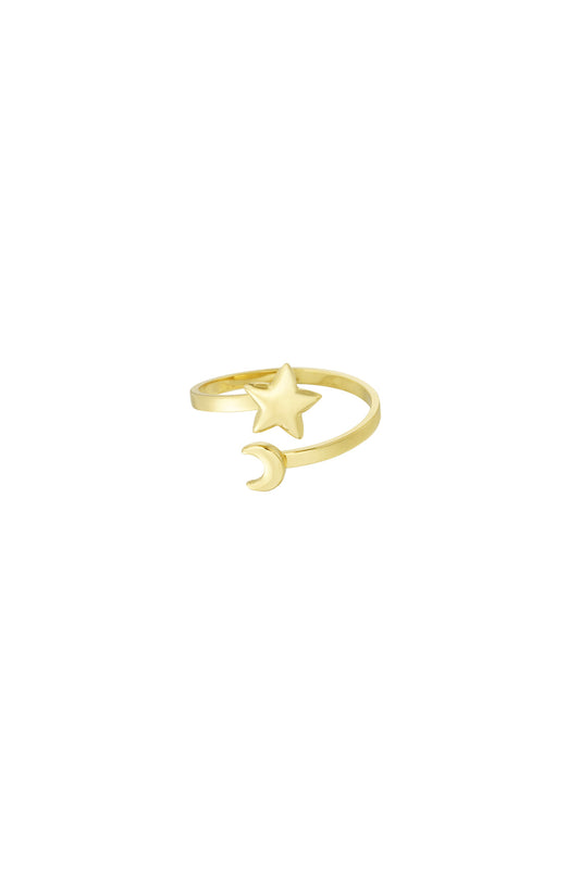 Goud & Zilver Celestia Moon Star Ring RVS Goud & Zilver – productfoto | Tudor Gems