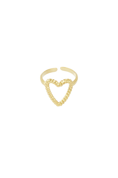 Goud Amoura Heart Open Ring RVS Goud – productfoto | Tudor Gems