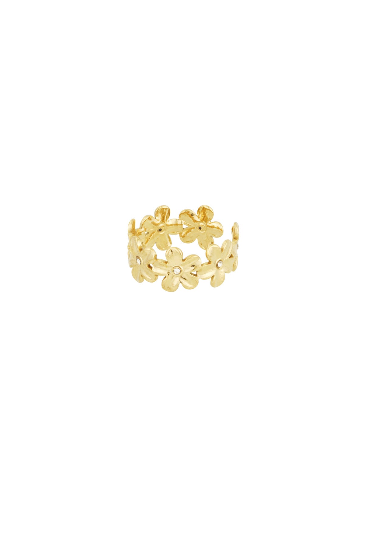 Goud & Zilver Flora Infinity Bloemen Ring RVS – Goud & Zilver – gedragen op model | Tudor Gems