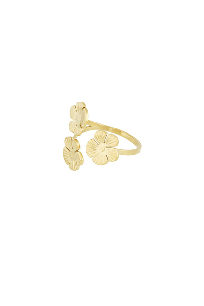 Floral Trio RVS Ring Goud & Zilver Goud — RVS Waterproof Nikkelvrij | Tudor Gems