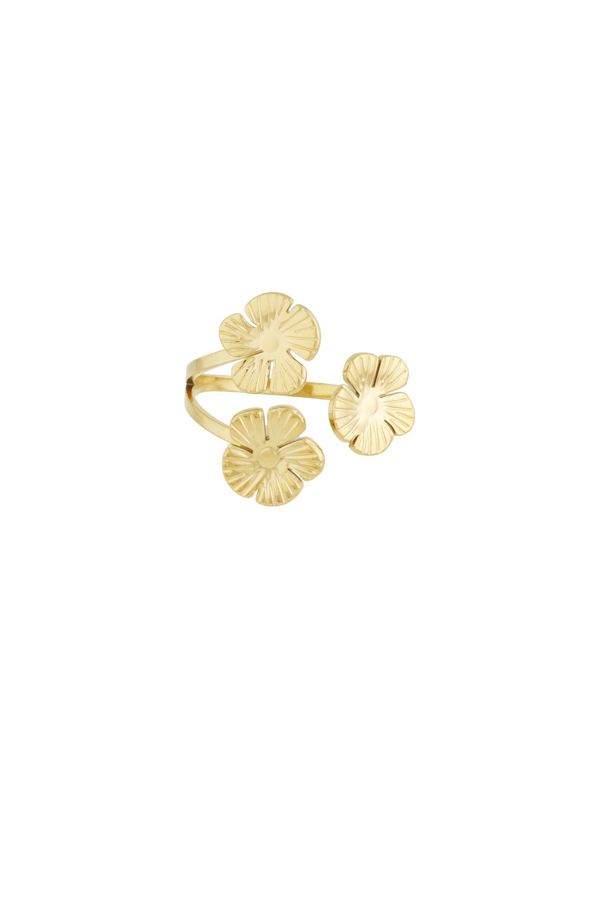 Floral Trio RVS Ring Goud & Zilver Goud — RVS Waterproof Nikkelvrij | Tudor Gems