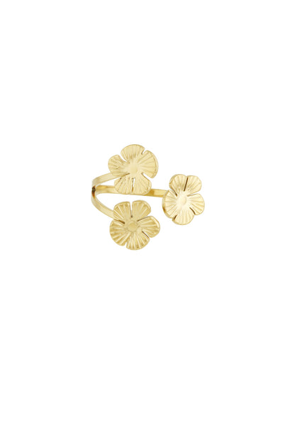 Floral Trio RVS Ring Goud & Zilver Goud — RVS Waterproof Nikkelvrij | Tudor Gems
