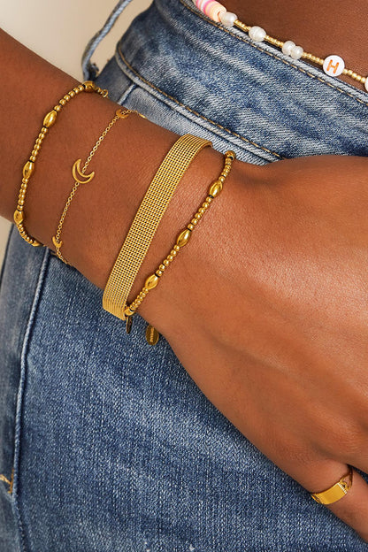 Goud & Zilver RVS armband Starlight Kleur Link – Goud – detail close-up | Tudor Gems