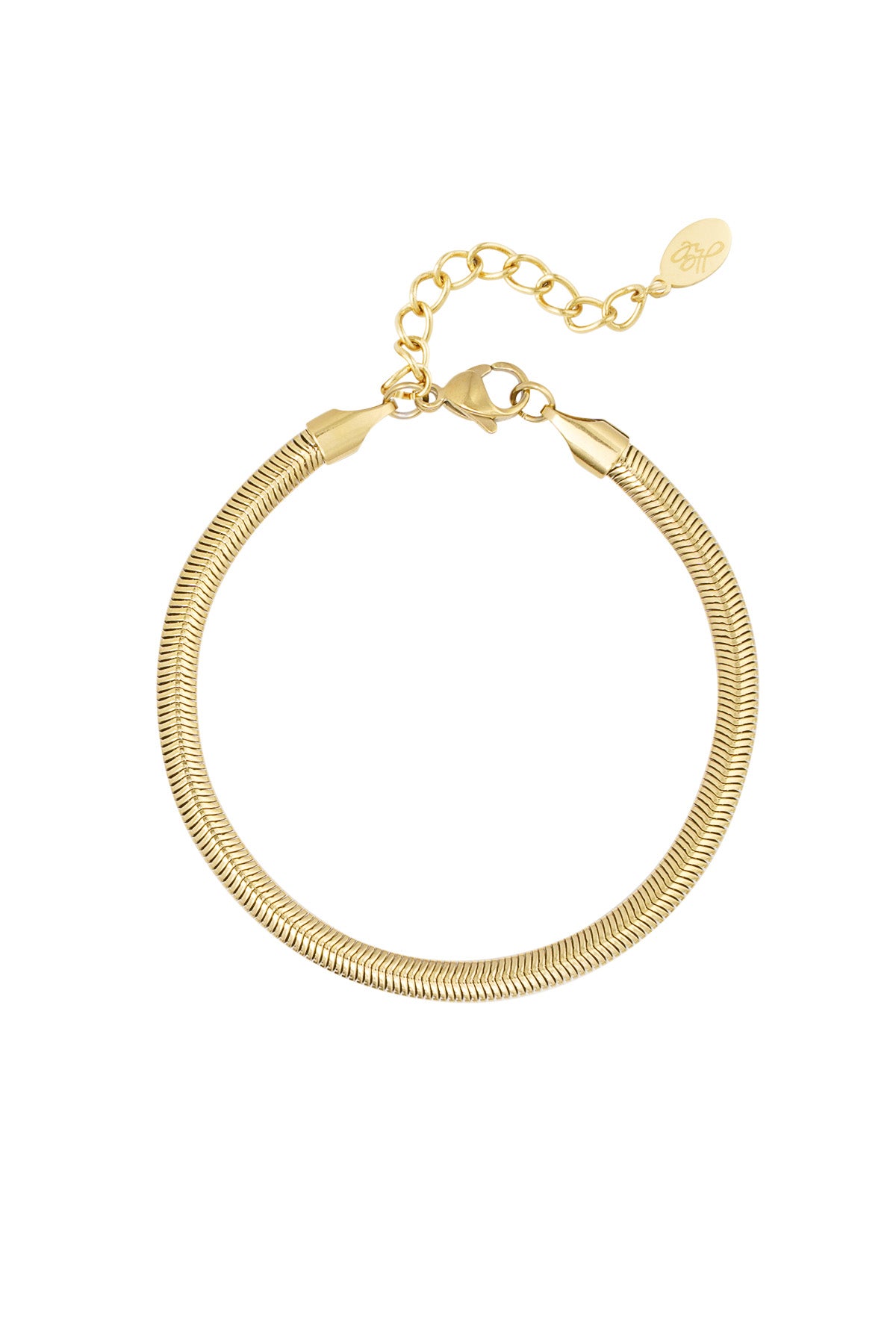 Goud & Zilver Serena Flat Herringbone Armband RVS Goud & Zilver 4MM – productfoto | Tudor Gems