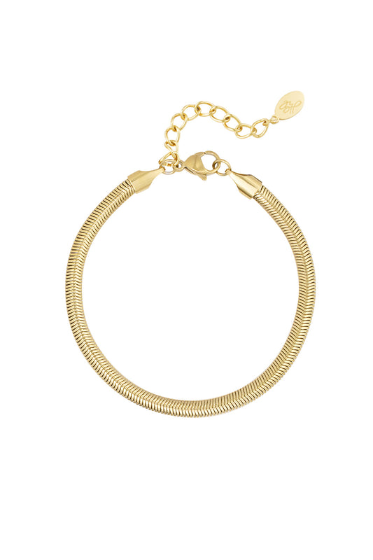 Goud & Zilver Serena Flat Herringbone Armband RVS Goud & Zilver 4MM – productfoto | Tudor Gems