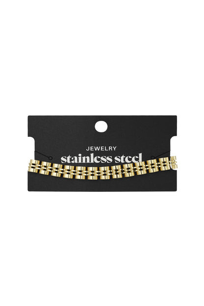 Goud & Zilver Urban Link Chain Armband RVS Goud & Zilver – gedragen op model | Tudor Gems