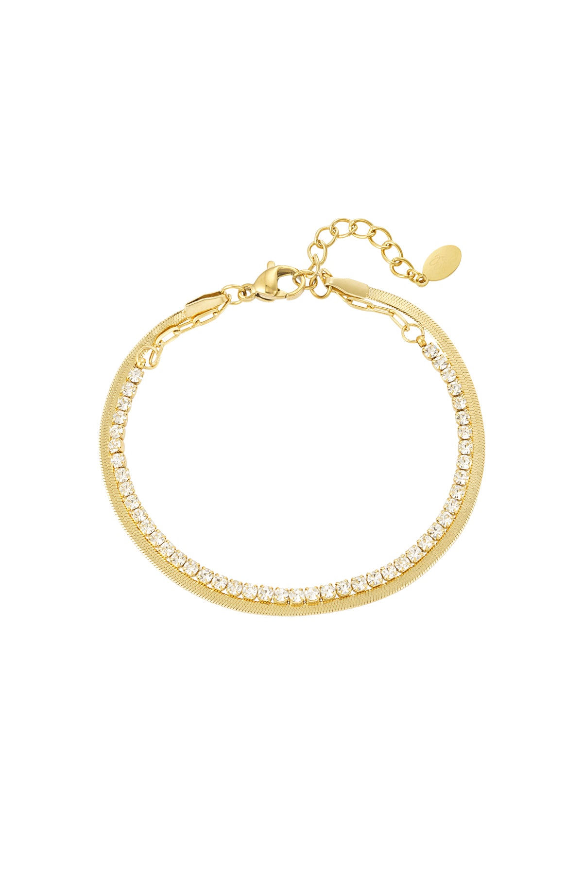 Goud & Zilver RVS Tennis Armband Goud & Zilver – productfoto | Tudor Gems