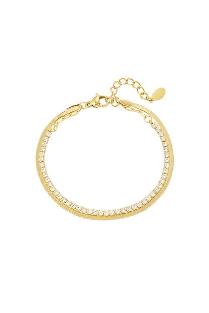 Goud & Zilver RVS Tennis Armband Goud & Zilver – productfoto | Tudor Gems