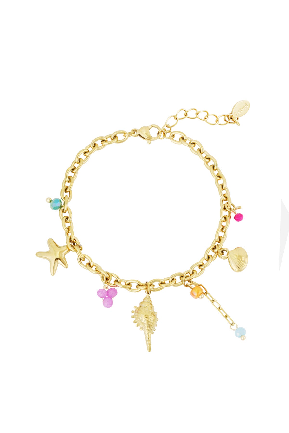 Goud & Zilver Boho Bedelarmband met Schelp & Zeepaardje – Goud & Zilver RVS – productfoto | Tudor Gems