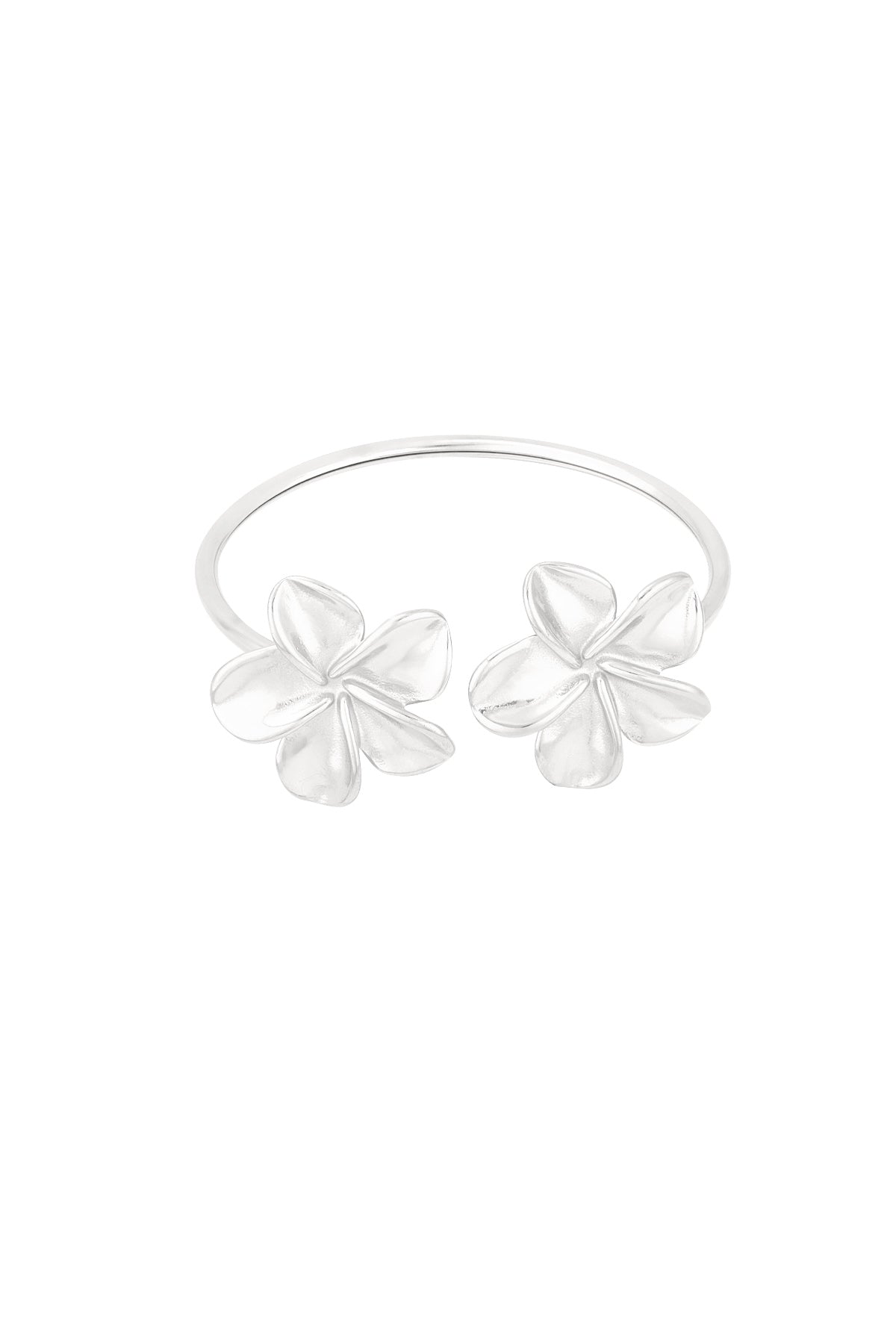 Zilver Luna Flower Duo Cuff Armband RVS Zilver – lifestyle shot | Tudor Gems