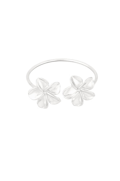 Zilver Luna Flower Duo Cuff Armband RVS Zilver – lifestyle shot | Tudor Gems