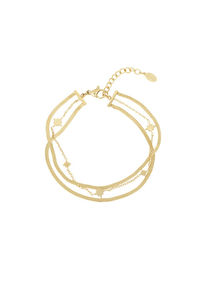 Goud & Zilver Celestia Layered Star Armband RVS Goud & Zilver – productfoto | Tudor Gems