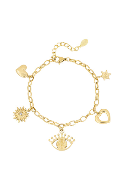 Goud & Zilver Lunara Charm Statement Armband RVS Goud & Zilver – productfoto | Tudor Gems