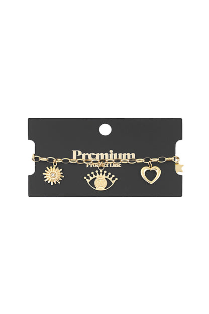 Goud & Zilver Lunara Charm Statement Armband RVS Goud & Zilver – gedragen op model | Tudor Gems