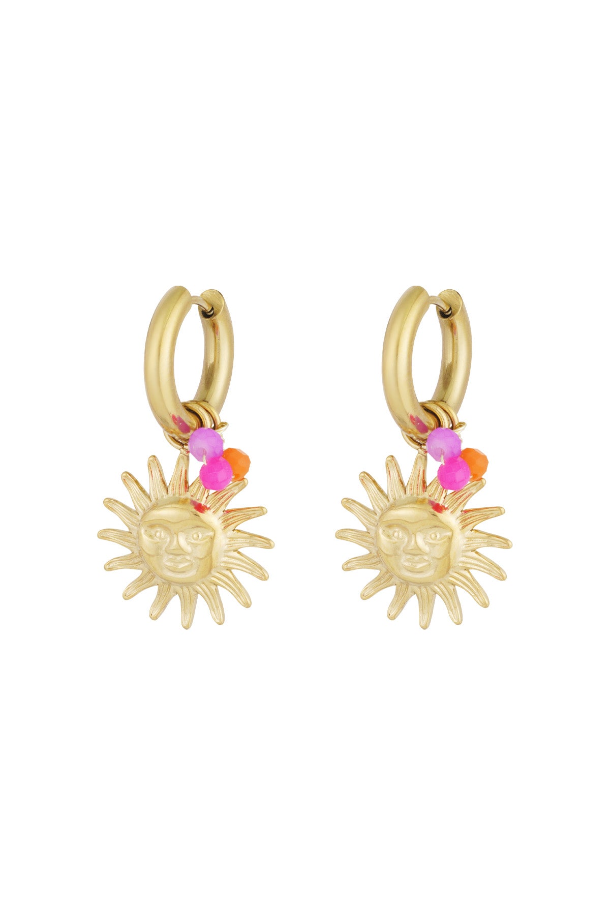 Goud Solara Sun Drop Oorbellen RVS Goud & Bruin – foto 5 | Tudor Gems