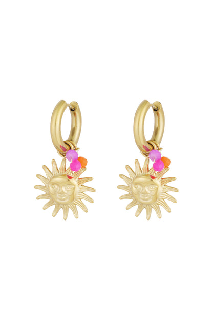 Goud Solara Sun Drop Oorbellen RVS Goud & Bruin – foto 5 | Tudor Gems