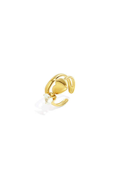 Goud Amora Heart Zircon Ring RVS Goud – productfoto | Tudor Gems