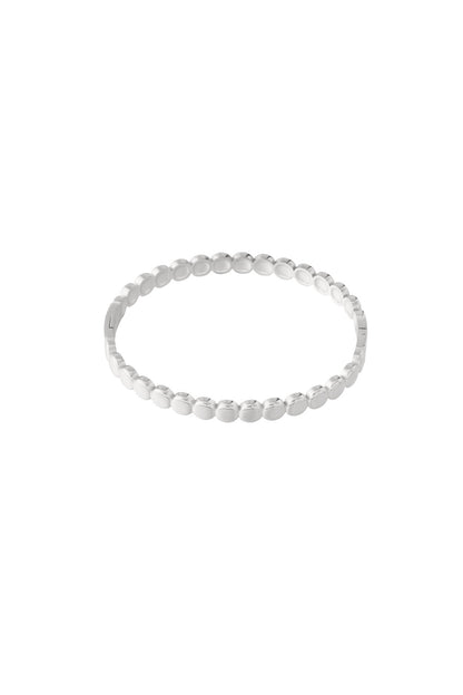 Goud & Zilver Circled Beads Bangle RVS Goud & Zilver – gedragen op model | Tudor Gems