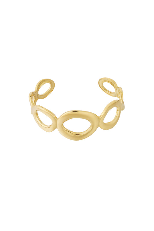 Goud RVS Cuff Hoop Armband Goud – Open Statement Design – productfoto | Tudor Gems