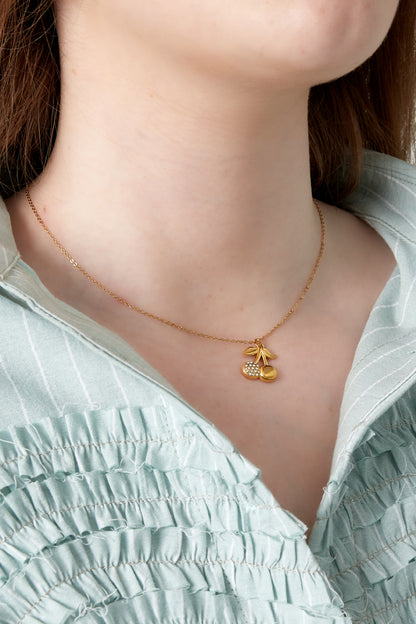 Goud & Zilver Luna Cherry Sparkle Ketting RVS Goud & Zilver – detail close-up | Tudor Gems