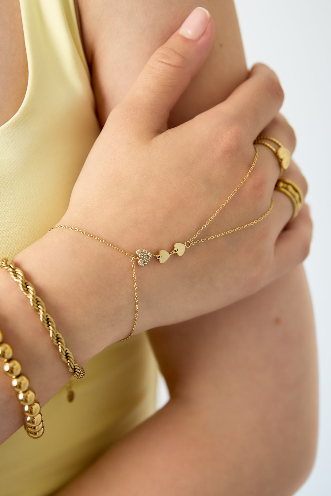 Dolce Hart Handchain van roestvrij staal in goud en zilver | Tudor Gems