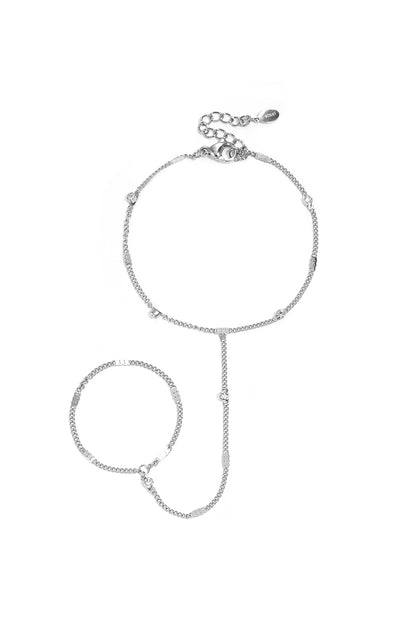 Bianca Crystal Handchain van roestvrij staal in goud en zilver | Tudor Gems