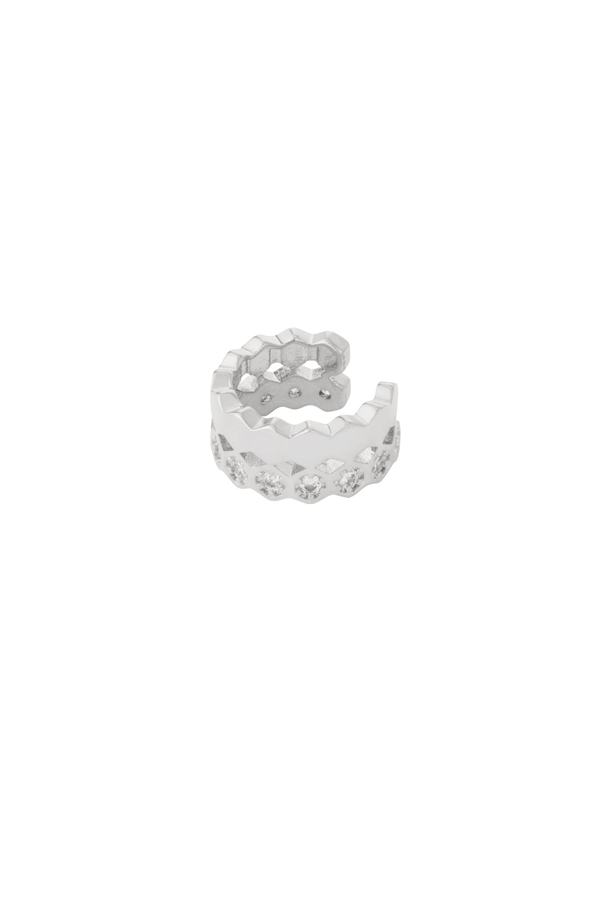 Goud & Zilver Luna Zircon Ear Cuff RVS Goud & Zilver – gedragen op model | Tudor Gems