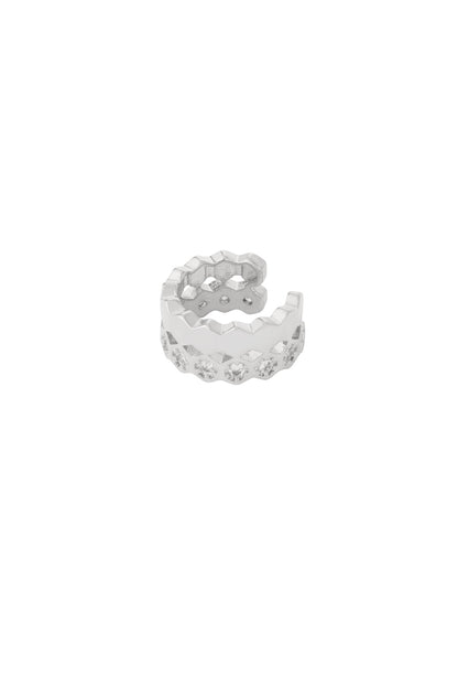 Goud & Zilver Luna Zircon Ear Cuff RVS Goud & Zilver – gedragen op model | Tudor Gems