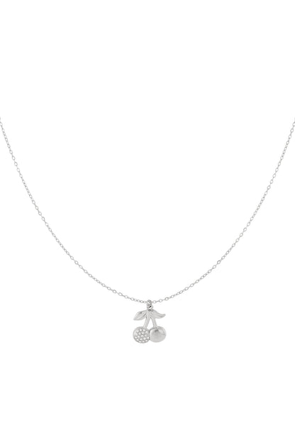 Goud & Zilver Luna Cherry Sparkle Ketting RVS Goud & Zilver – gedragen op model | Tudor Gems
