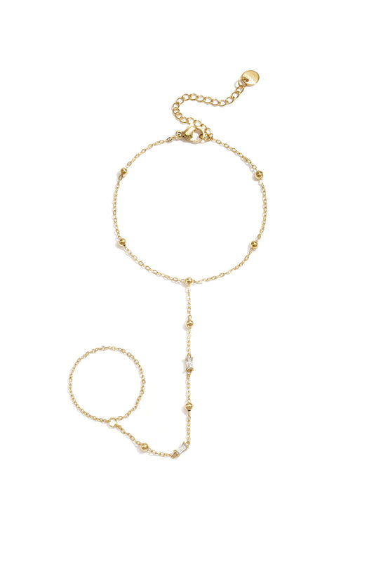 Neva Baguette Handchain van roestvrij staal in goud en zilver | Tudor Gems