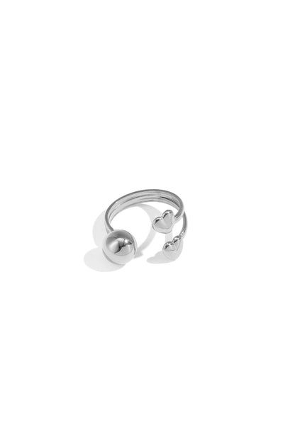 Goud & Zilver Luna Heart Open Ring RVS – Goud & Zilver – gedragen op model | Tudor Gems