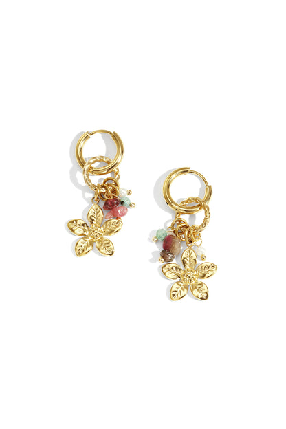 Goud Valerina Flower Drop Oorbellen RVS Goud – productfoto | Tudor Gems