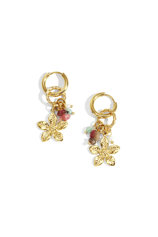 Goud Valerina Flower Drop Oorbellen RVS Goud – productfoto | Tudor Gems
